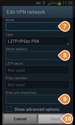 How to set up L2TP on Android KitKat: Step 7