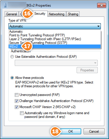 How to set up IKEv2 on Windows 7: Step 10