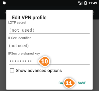 How to set up L2TP VPN on Android Marshmallow: Step 7
