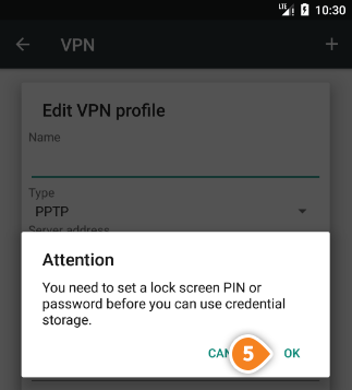 How to set up PPTP on Android Nougat: Step 5