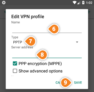 How to set up PPTP on Android Oreo: Step 6
