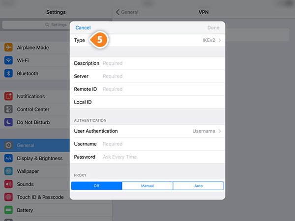 How to set up PPTP on iPad: Step 4