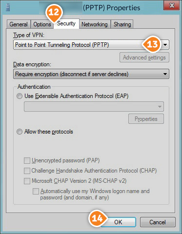 How to set up PPTP on Windows 8: Step 8